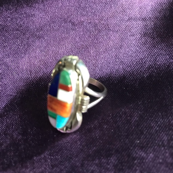 Native American Zuni Inlay Ring - Picture 4 of 6